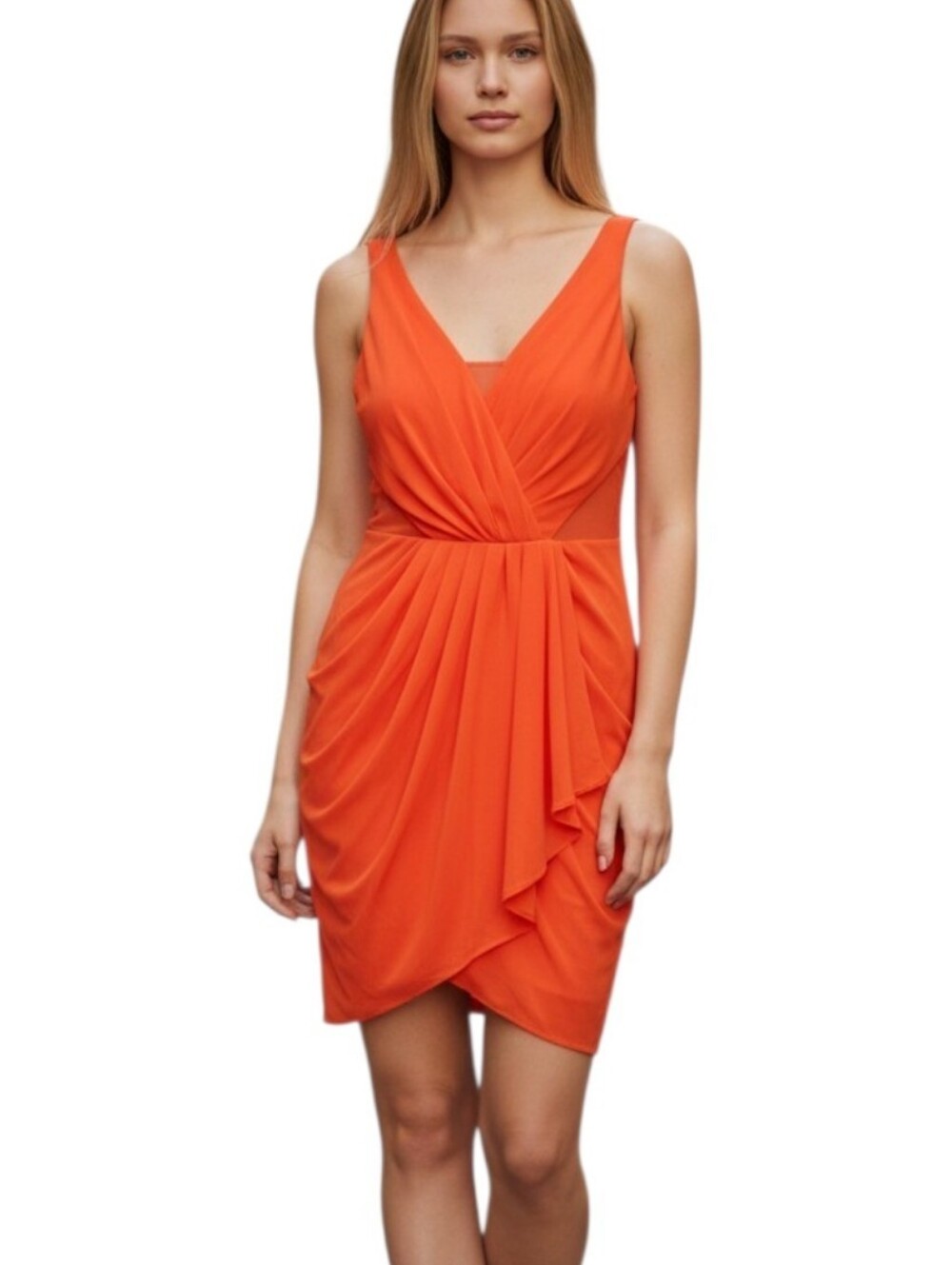 Hailey Adrianna Papell strapless orange party dress sz 4